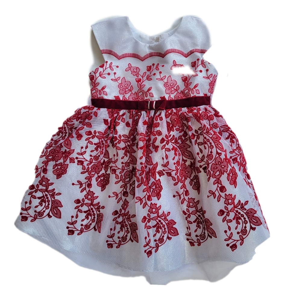 Jona Michelle Red & White Floral Dress, 4T